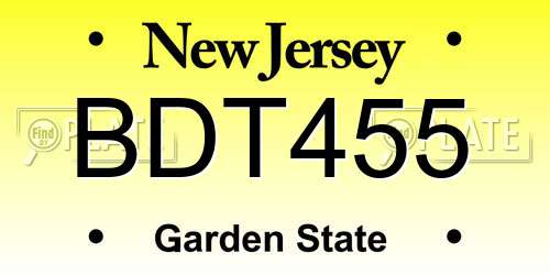 BDT455 New Jersey License Plate