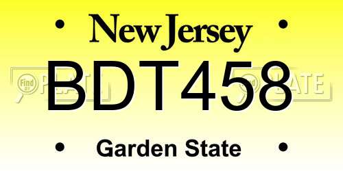 BDT458 New Jersey License Plate