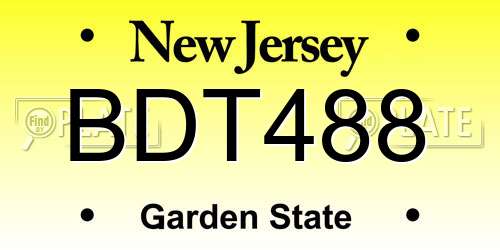 BDT488 New Jersey License Plate