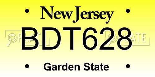 BDT628 New Jersey License Plate