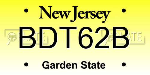 BDT62B New Jersey License Plate