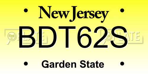 BDT62S New Jersey License Plate