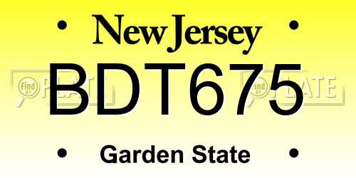 BDT675 New Jersey License Plate