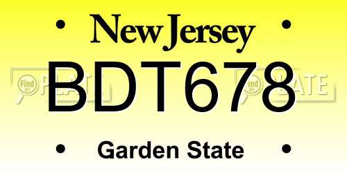 BDT678 New Jersey License Plate