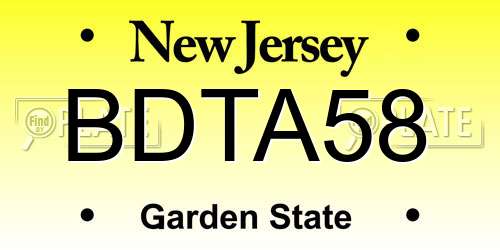 BDTA58 New Jersey License Plate