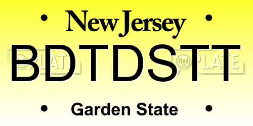 BDTDSTT New Jersey License Plate