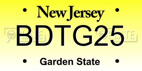 BDTG25 New Jersey License Plate