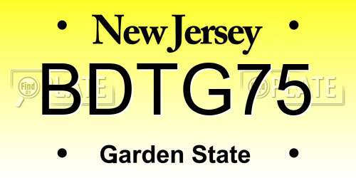 BDTG75 New Jersey License Plate