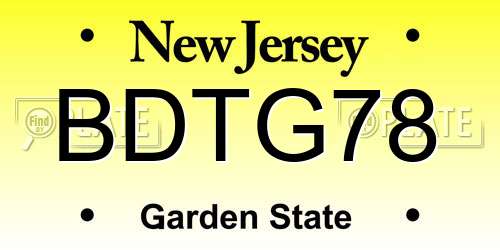 BDTG78 New Jersey License Plate