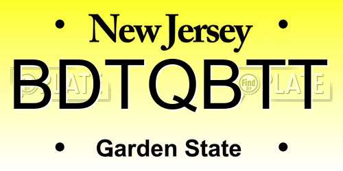 BDTQBTT New Jersey License Plate