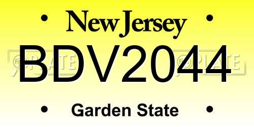 BDV2044 New Jersey License Plate