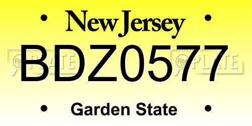BDZ0577 New Jersey License Plate