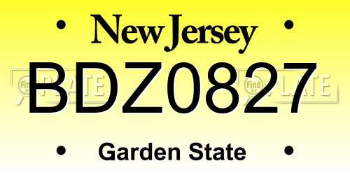 BDZ0827 New Jersey License Plate