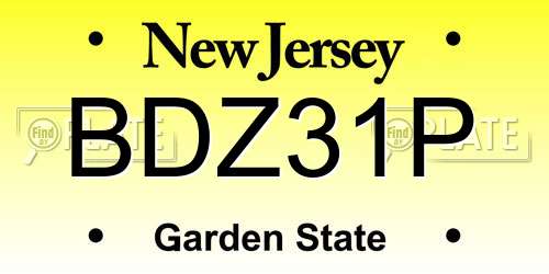BDZ31P New Jersey License Plate
