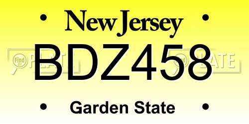 BDZ458 New Jersey License Plate