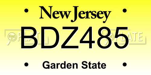 BDZ485 New Jersey License Plate