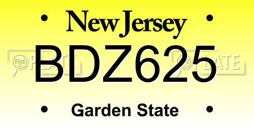 BDZ625 New Jersey License Plate