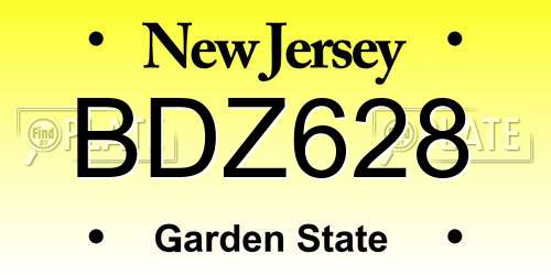 BDZ628 New Jersey License Plate