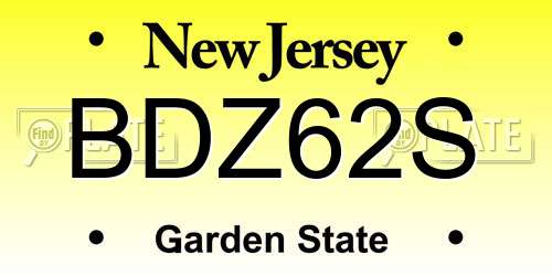 BDZ62S New Jersey License Plate