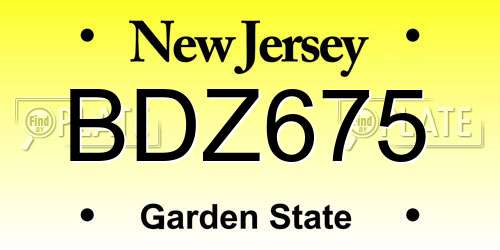 BDZ675 New Jersey License Plate