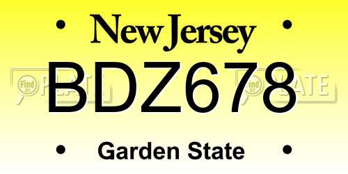 BDZ678 New Jersey License Plate