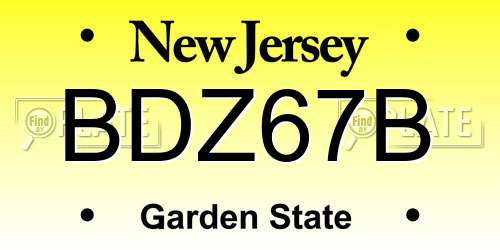 BDZ67B New Jersey License Plate