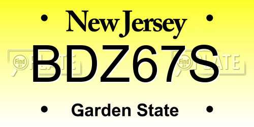 BDZ67S New Jersey License Plate