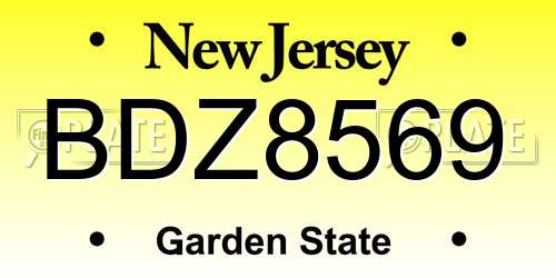 BDZ8569 New Jersey License Plate
