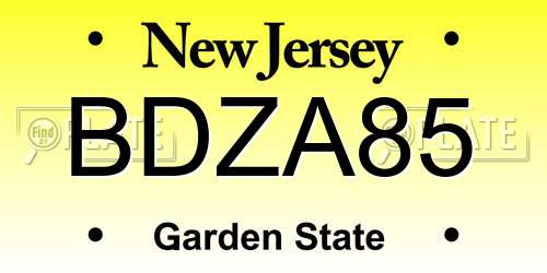 BDZA85 New Jersey License Plate