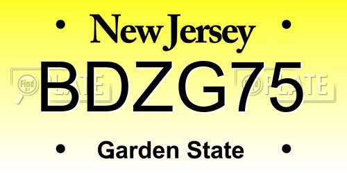 BDZG75 New Jersey License Plate