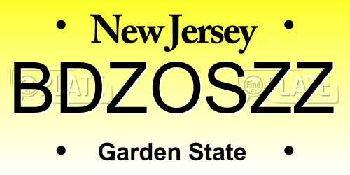 BDZOSZZ New Jersey License Plate