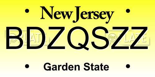 BDZQSZZ New Jersey License Plate