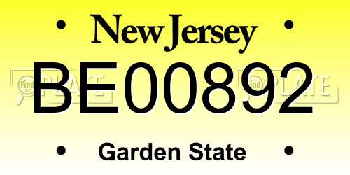 BE00892 New Jersey License Plate