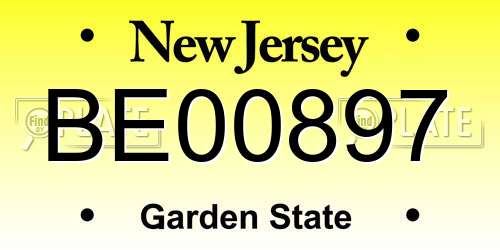 BE00897 New Jersey License Plate