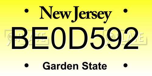 BE0D592 New Jersey License Plate