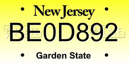 BE0D892 New Jersey License Plate