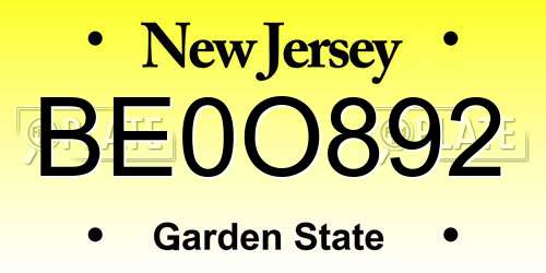 BE0O892 New Jersey License Plate