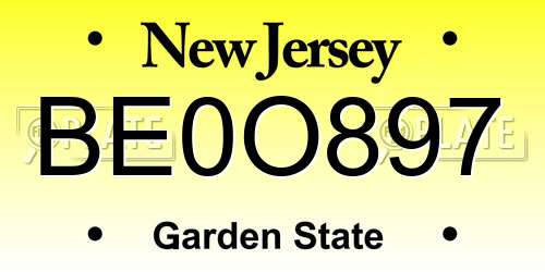 BE0O897 New Jersey License Plate