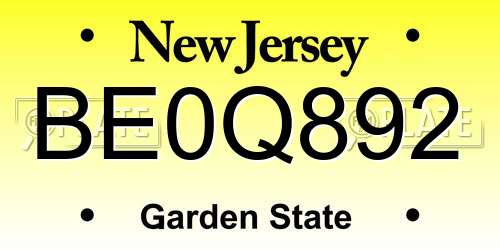 BE0Q892 New Jersey License Plate