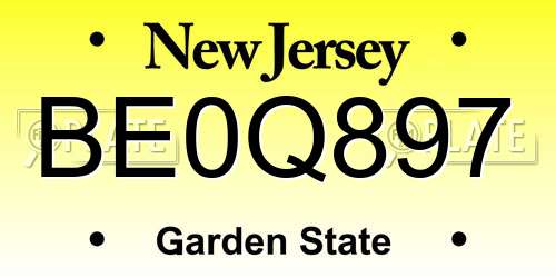 BE0Q897 New Jersey License Plate