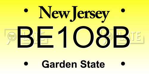 BE1O8B New Jersey License Plate