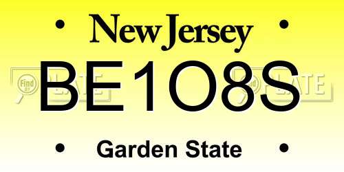 BE1O8S New Jersey License Plate