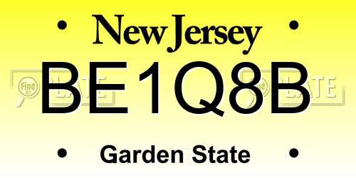 BE1Q8B New Jersey License Plate