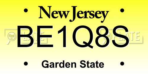 BE1Q8S New Jersey License Plate
