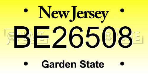 BE26508 New Jersey License Plate