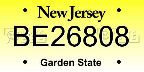 BE26808 New Jersey License Plate