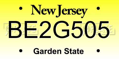 BE2G505 New Jersey License Plate