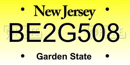 BE2G508 New Jersey License Plate