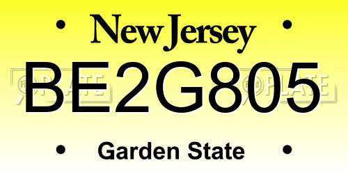 BE2G805 New Jersey License Plate