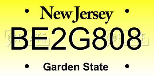 BE2G808 New Jersey License Plate